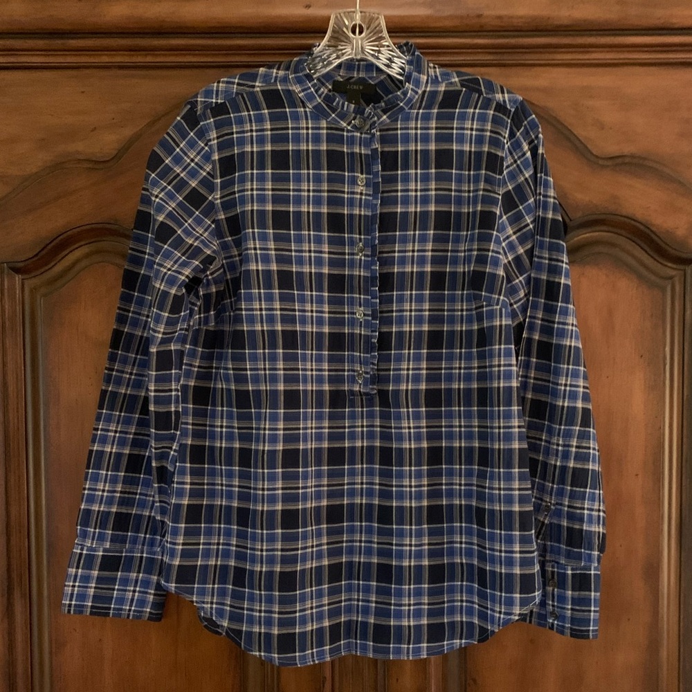 J Crew Ruffle Popover Shirt